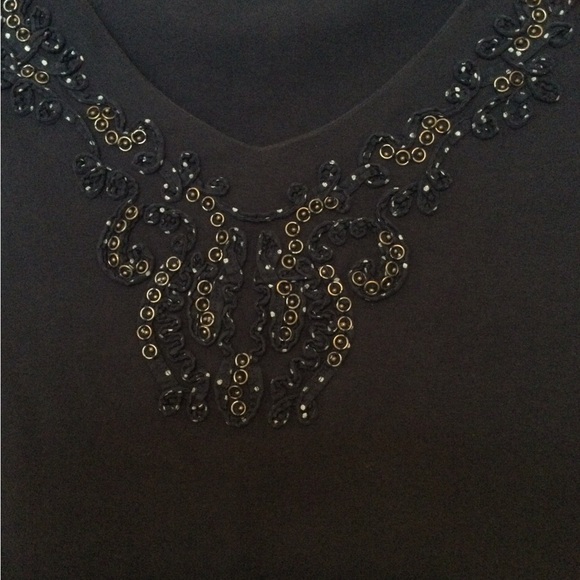 Coldwater Creek Dark Blue Medium Top With Embellishments - Picture 2 of 3